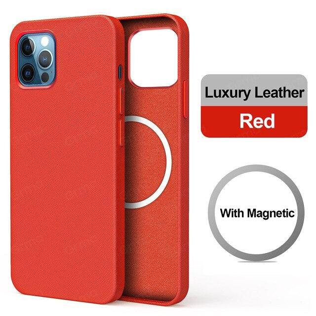 Original Magnetic PU Leather Phone Case For Apple iPhone 12 - Carbon Cases