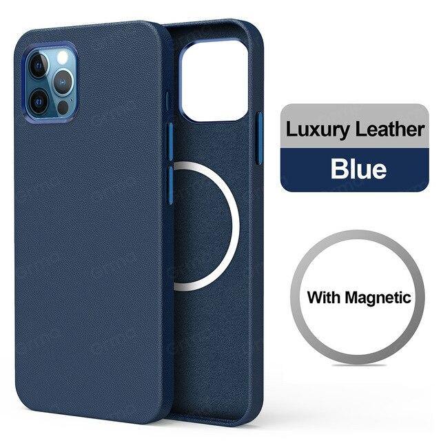 Original Magnetic PU Leather Phone Case For Apple iPhone 12 - Carbon Cases