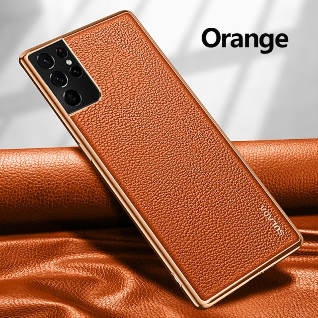 Luxury Leather Case for Samsung Galaxy S21 Ultra 5G - Carbon Cases