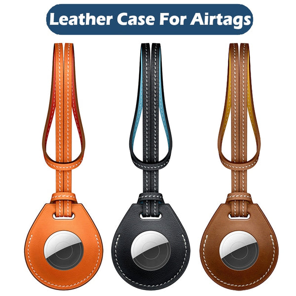 Leather Protector Cover With Keychain For AirTags Shockproof - Carbon Cases
