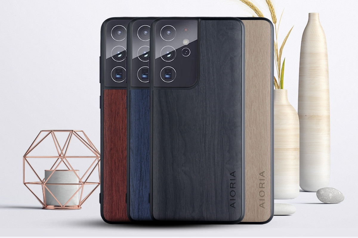 Wood Texture PU Leather Soft Cover Case For Samsung Galaxy - Carbon Cases