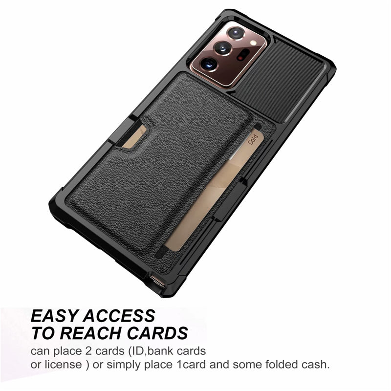 Magnetic Leather Card Pocket Bag Case for Samsung Galaxy - Carbon Cases