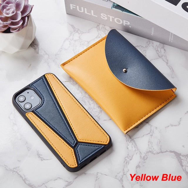 iPhone 12 Case Splice PU Leather Shockproof Cover with Wallet Card Bag for MagSafe - Carbon Cases