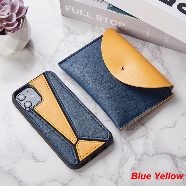 iPhone 12 Case Splice PU Leather Shockproof Cover with Wallet Card Bag for MagSafe - Carbon Cases