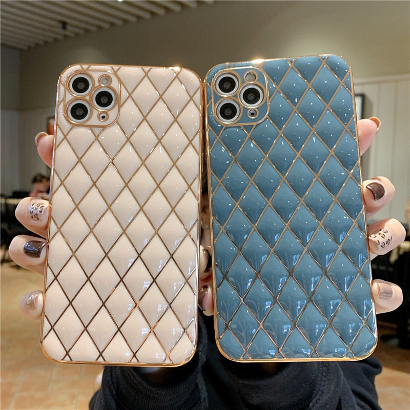 Luxury Bling Diamond Plating Frame Phone Case For iPhone - Carbon Cases