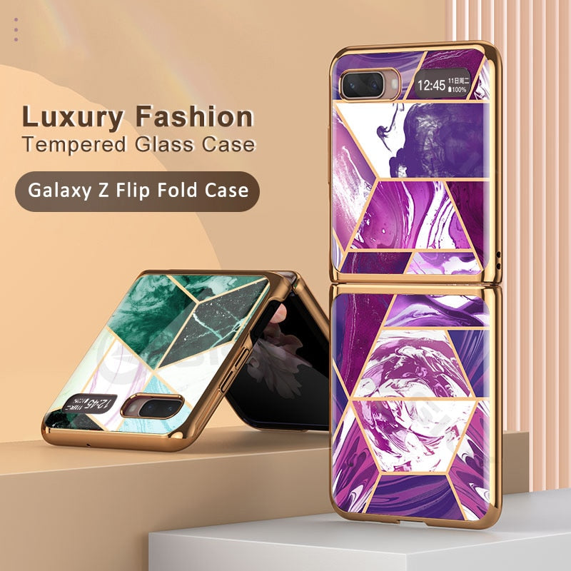 Samsung Galaxy Z Fold 2 5G Case Luxury Tempered Glass Pattern Plating - Carbon Cases