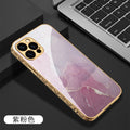 iPhone 12 Case Tempered Glass Pattern Shockproof Plating Relief Edge - Carbon Cases
