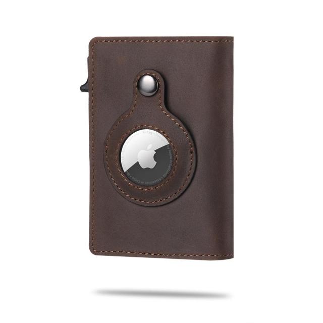 Genuine Leather Wallet High-Quality Card Holder Anti-Lost Protective Cover RFID - Carbon Cases