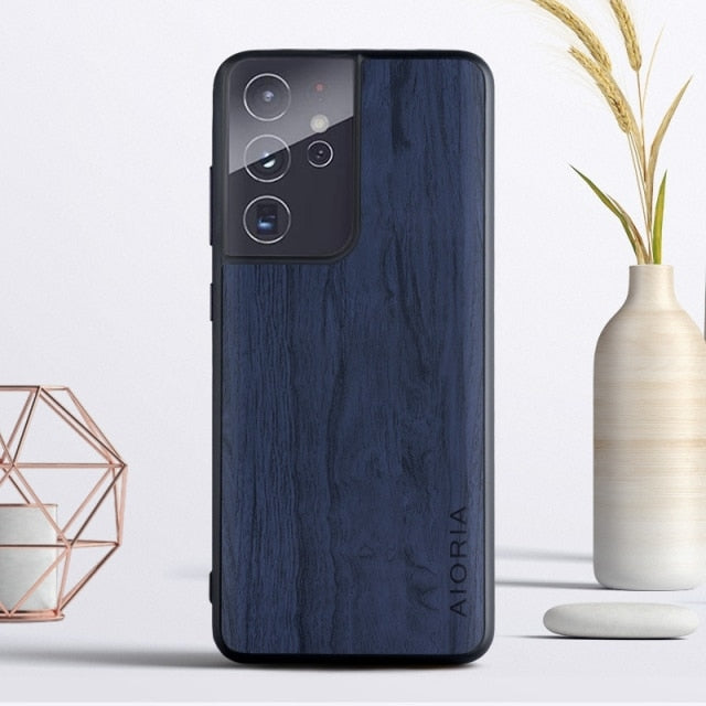 Wood Texture PU Leather Soft Cover Case For Samsung Galaxy - Carbon Cases