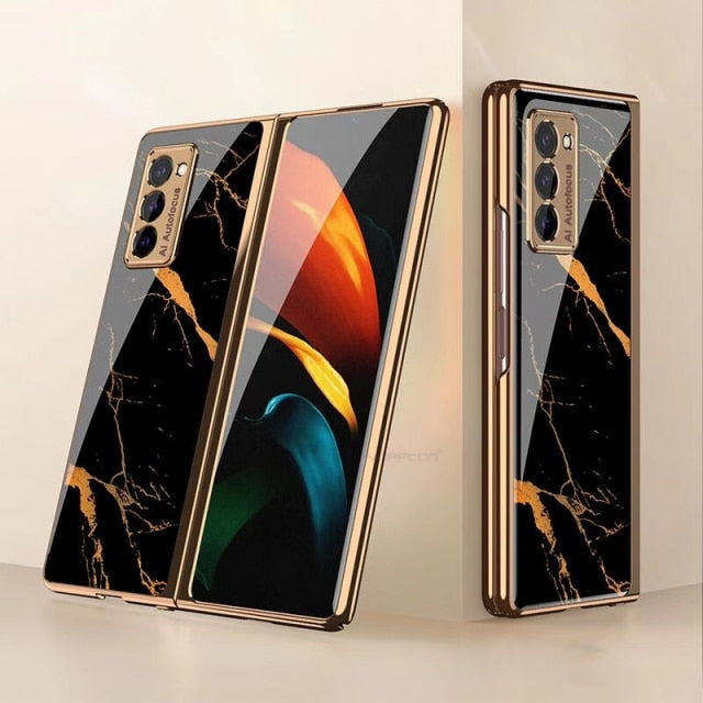 Plating Glass Case For Samsung Galaxy Z Fold 3 2 1 - Carbon Cases