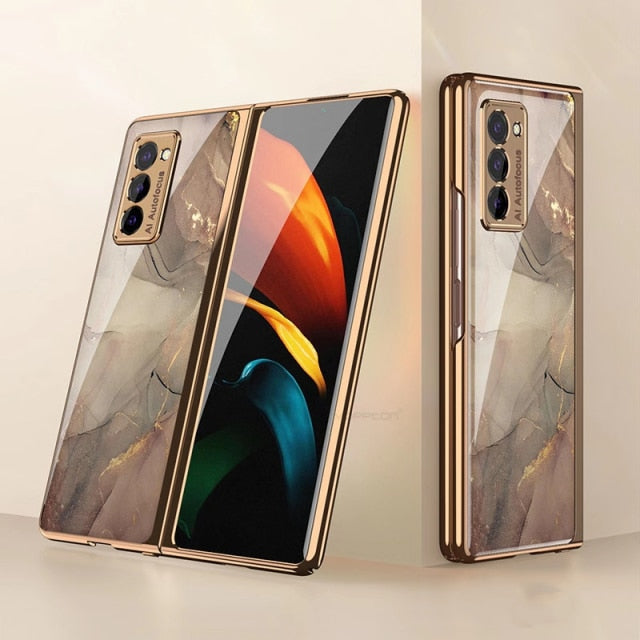 Plating Glass Case For Samsung Galaxy Z Fold 3 2 1 - Carbon Cases