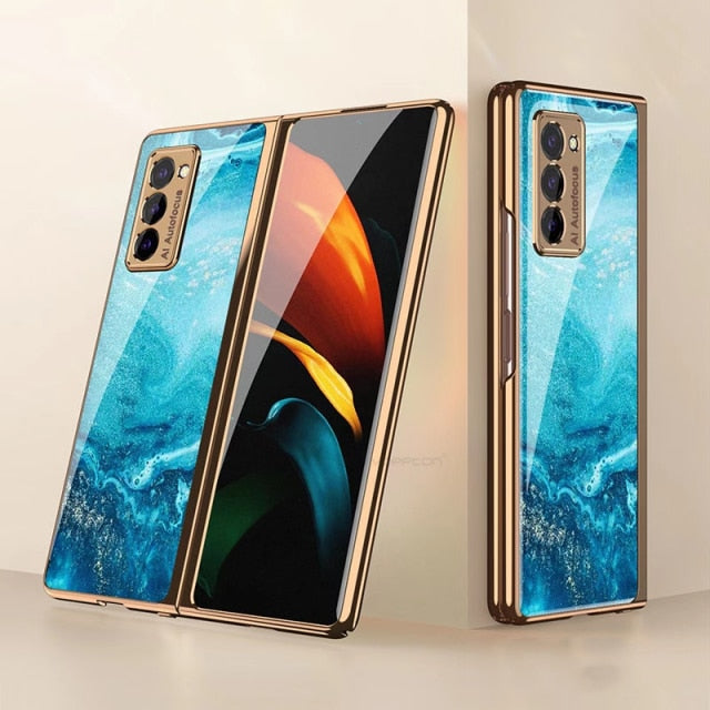 Plating Glass Case For Samsung Galaxy Z Fold 3 2 1 - Carbon Cases