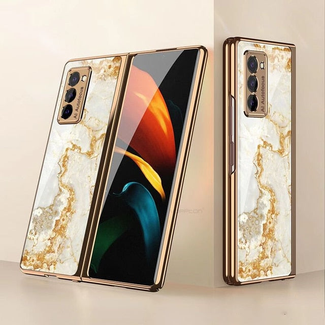 Plating Glass Case For Samsung Galaxy Z Fold 3 2 1 - Carbon Cases