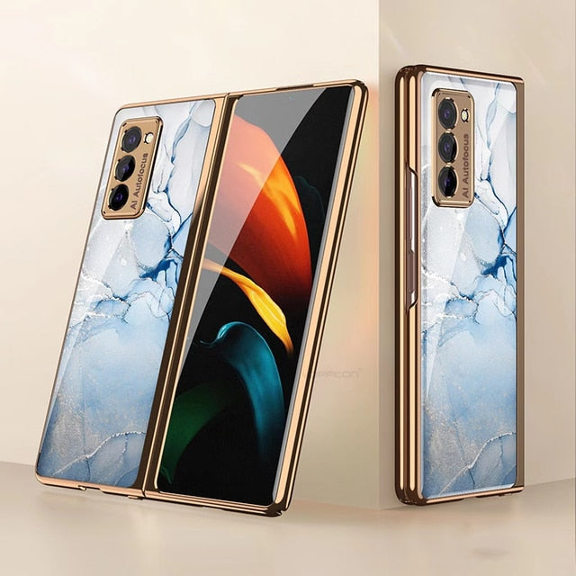 Plating Glass Case For Samsung Galaxy Z Fold 3 2 1 - Carbon Cases