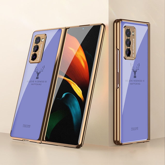 Plating Glass Case For Samsung Galaxy Z Fold 3 2 1 - Carbon Cases