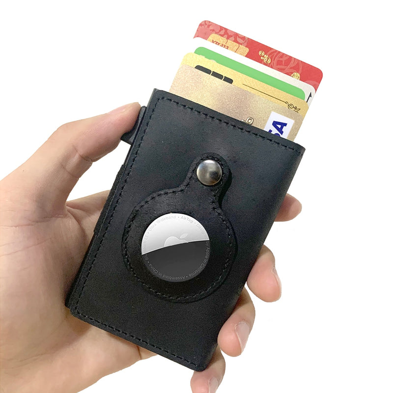 Genuine Leather Wallet High-Quality Card Holder Anti-Lost Protective Cover RFID - Carbon Cases