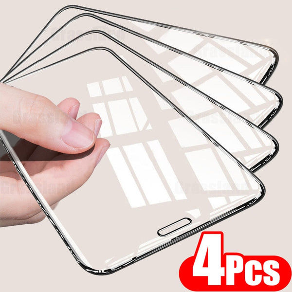4PCS Full Cover Tempered Glass For iPhone Protective Glass Film - Carbon Cases