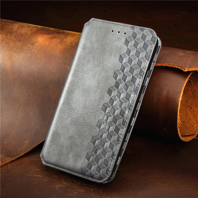 Luxury Leather Case For iPhone Plus Flip Wallet Card Slot Stand - Carbon Cases