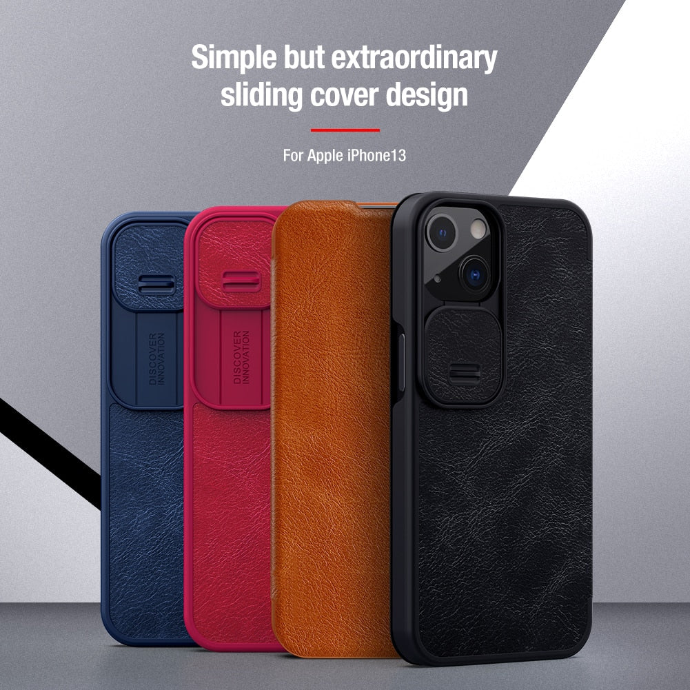 Vintage Flip Wallet PU Leather PC Back Cover For iPhone 13 - Carbon Cases