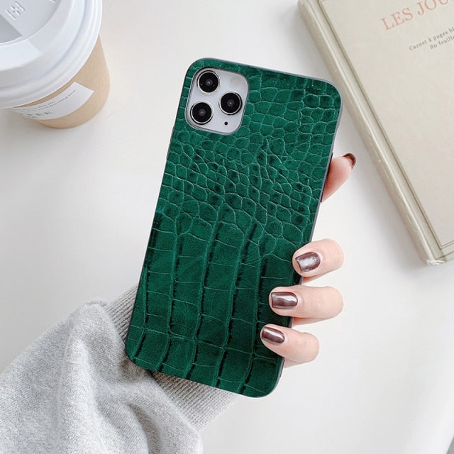 PU Leather Crocodile Pattern Texture Case For iPhone - Carbon Cases