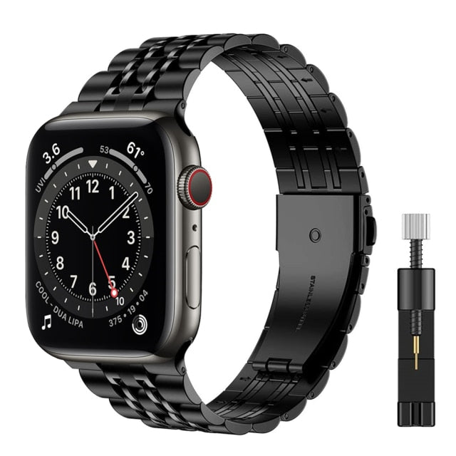 Stainless Steel Strap for For Apple Watch 7 6 SE 5 4 3 - Carbon Cases