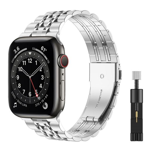 Stainless Steel Strap for For Apple Watch 7 6 SE 5 4 3 - Carbon Cases