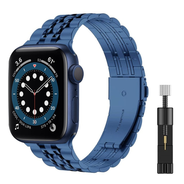 Stainless Steel Strap for For Apple Watch 7 6 SE 5 4 3 - Carbon Cases