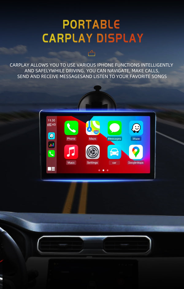 Universal Radio No Installation FM Radio CarPlay And Android Auto Bluetooth 7inch Touch Screen - Carbon Cases