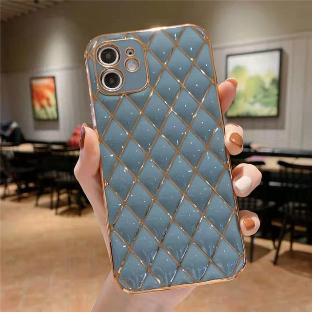 Luxury Bling Diamond Plating Frame Phone Case For iPhone - Carbon Cases