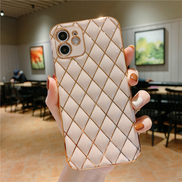 Luxury Bling Diamond Plating Frame Phone Case For iPhone - Carbon Cases