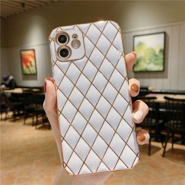 Luxury Bling Diamond Plating Frame Phone Case For iPhone - Carbon Cases