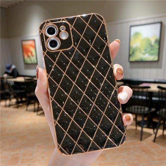 Luxury Bling Diamond Plating Frame Phone Case For iPhone - Carbon Cases