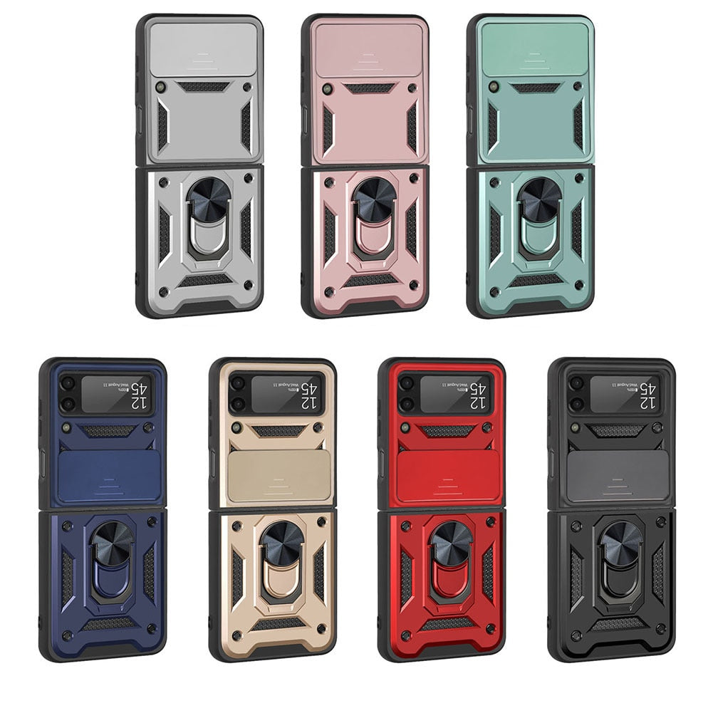 Armour Shockproof Lens Protection Stand Holder For Samsung Z Flip 3 - Carbon Cases