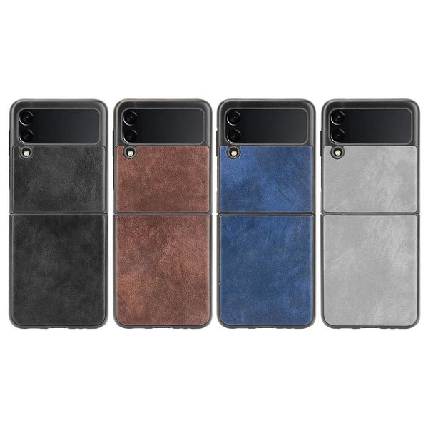 Luxury Leather Folding Ultra Thin Full Protective For Samsung Galaxy Z Flip 3 - Carbon Cases