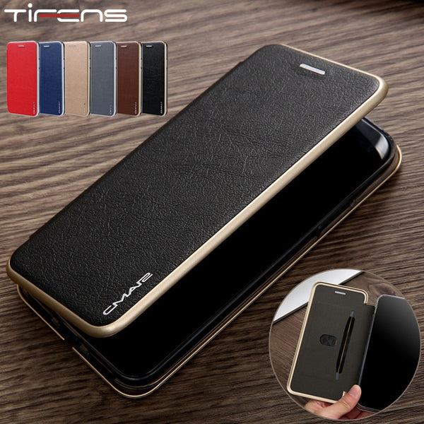 Luxury Leather Flip Case For iPhone Strong Magnetic Card Stand Cover - Carbon Cases