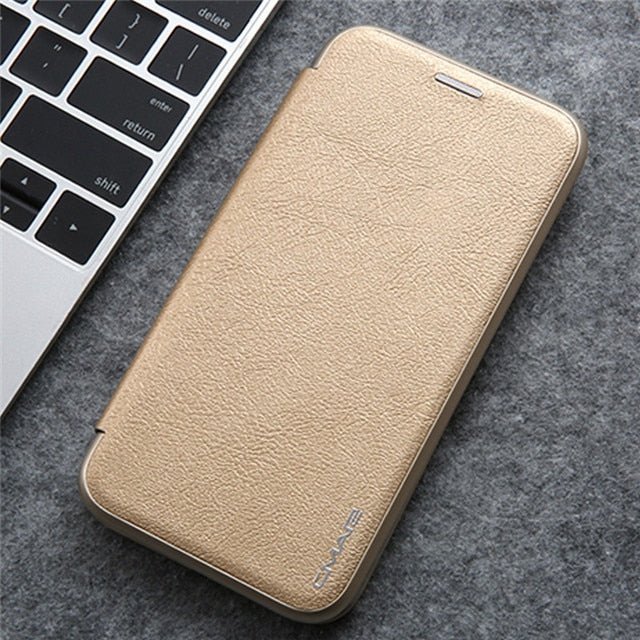 Luxury Leather Flip Case For iPhone Strong Magnetic Card Stand Cover - Carbon Cases