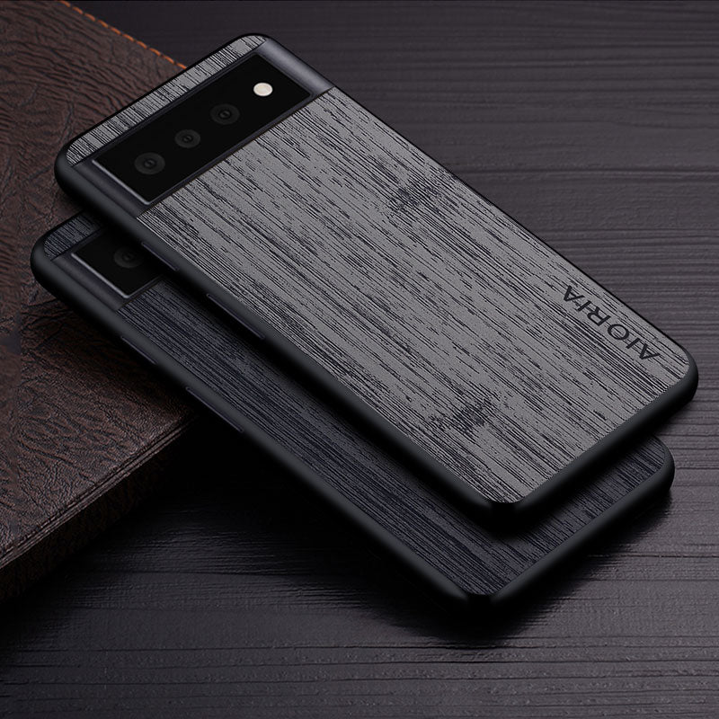 Bamboo Wood Pattern Leather Phone Cover For Google Pixel - Carbon Cases