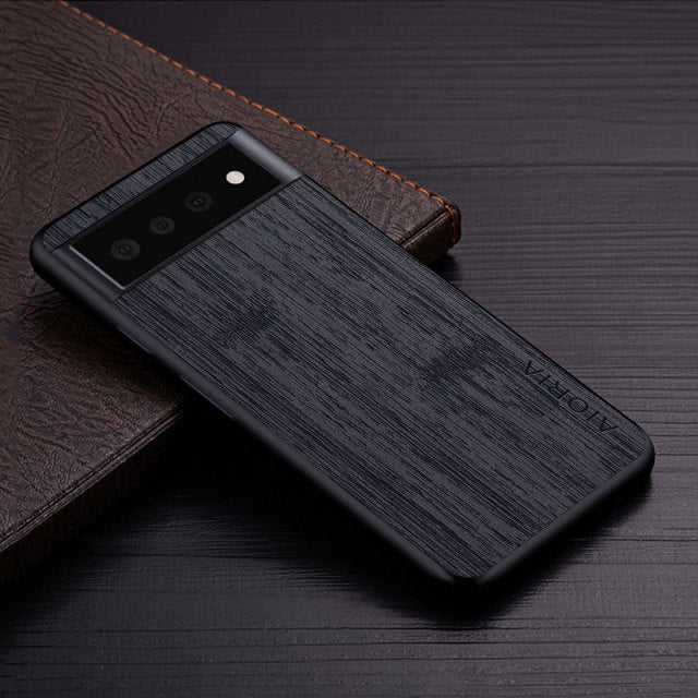 Bamboo Wood Pattern Leather Phone Cover For Google Pixel - Carbon Cases