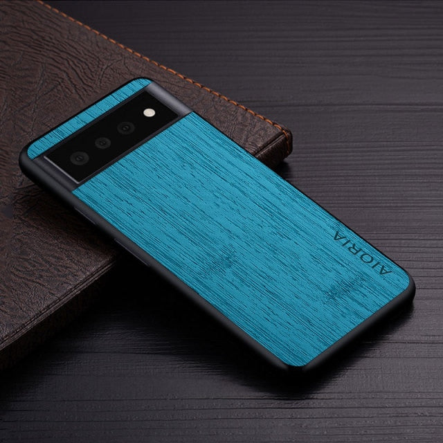 Bamboo Wood Pattern Leather Phone Cover For Google Pixel - Carbon Cases