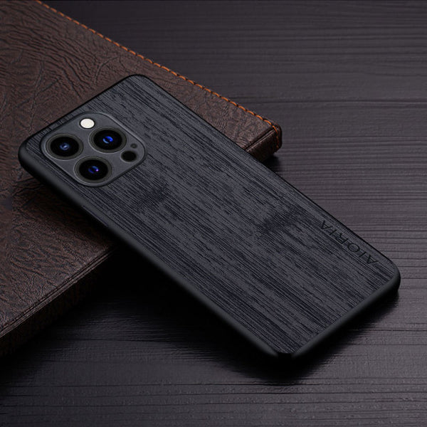 Bamboo Wood Pattern Leather Phone Cover For iPhone - Carbon Cases