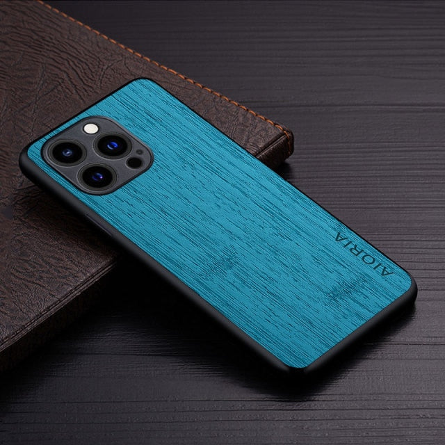 Bamboo Wood Pattern Leather Phone Cover For iPhone - Carbon Cases