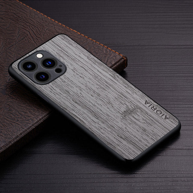 Bamboo Wood Pattern Leather Phone Cover For iPhone - Carbon Cases