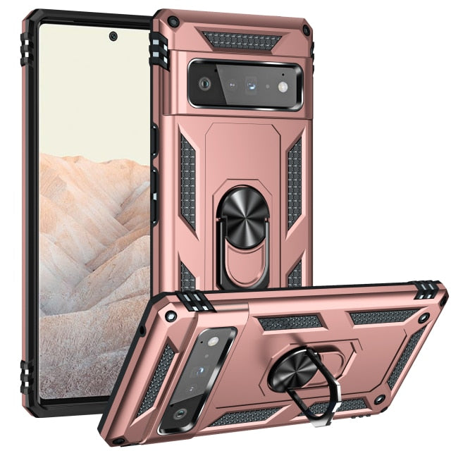 Military Grade Stand Cover Phone Cases for Google Pixel 6 - Carbon Cases