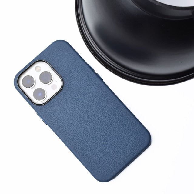 Luxury Italian Ocean Genuine Leather Case for iPhone 13 - Carbon Cases