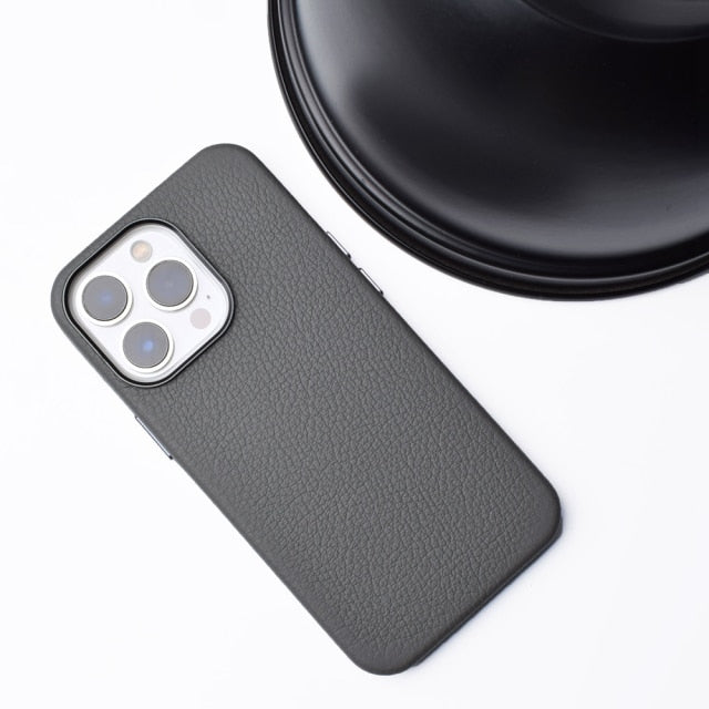 Luxury Italian Ocean Genuine Leather Case for iPhone 13 - Carbon Cases