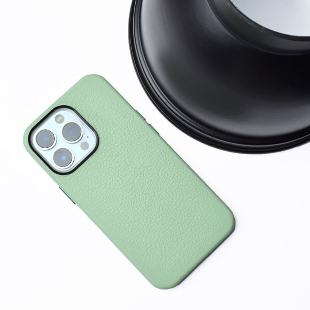 Luxury Italian Ocean Genuine Leather Case for iPhone 13 - Carbon Cases