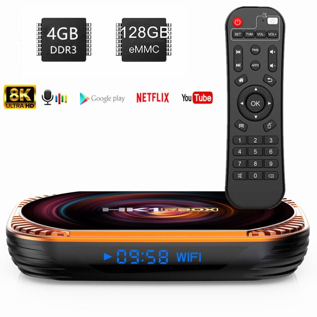 8K TV BOX Quad-Core Streaming Media Player Android Tv Box Android 11.0 S905 X4 Box TV Youtube Netflix Google Play 10000+ Apps - Carbon Cases