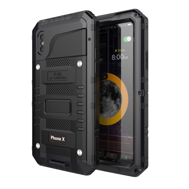 360 Heavy Duty Metal Armour Protection Case IP68 Waterproof Shockproof Cover for iPhone - Carbon Cases