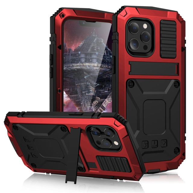 Full-Body Rugged Armour Shockproof Protective Case with Kickstand for iPhone - Carbon Cases