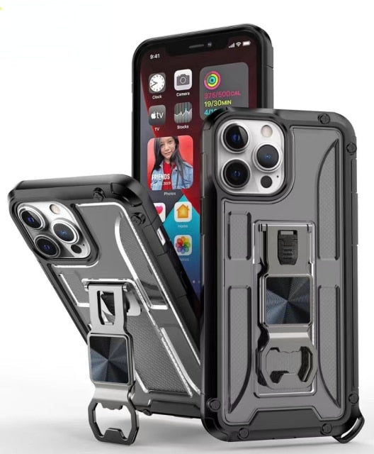 Armour Military Grade Bumpers with Kickstand Bottle opener Case for iPhone - Carbon Cases